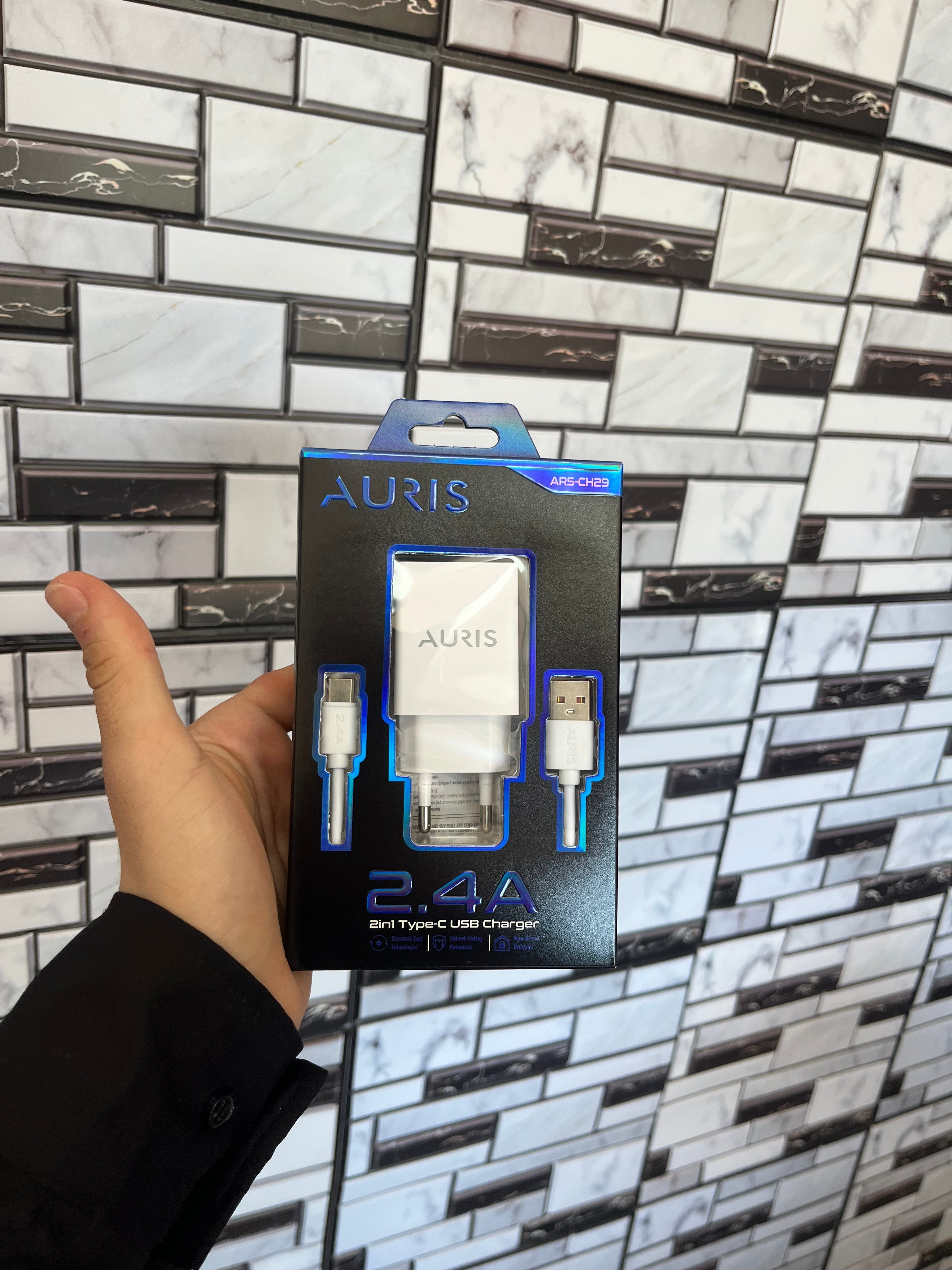 Auris ARS-CH29 2.4A 2in1 Type-C USB Şarj Aleti